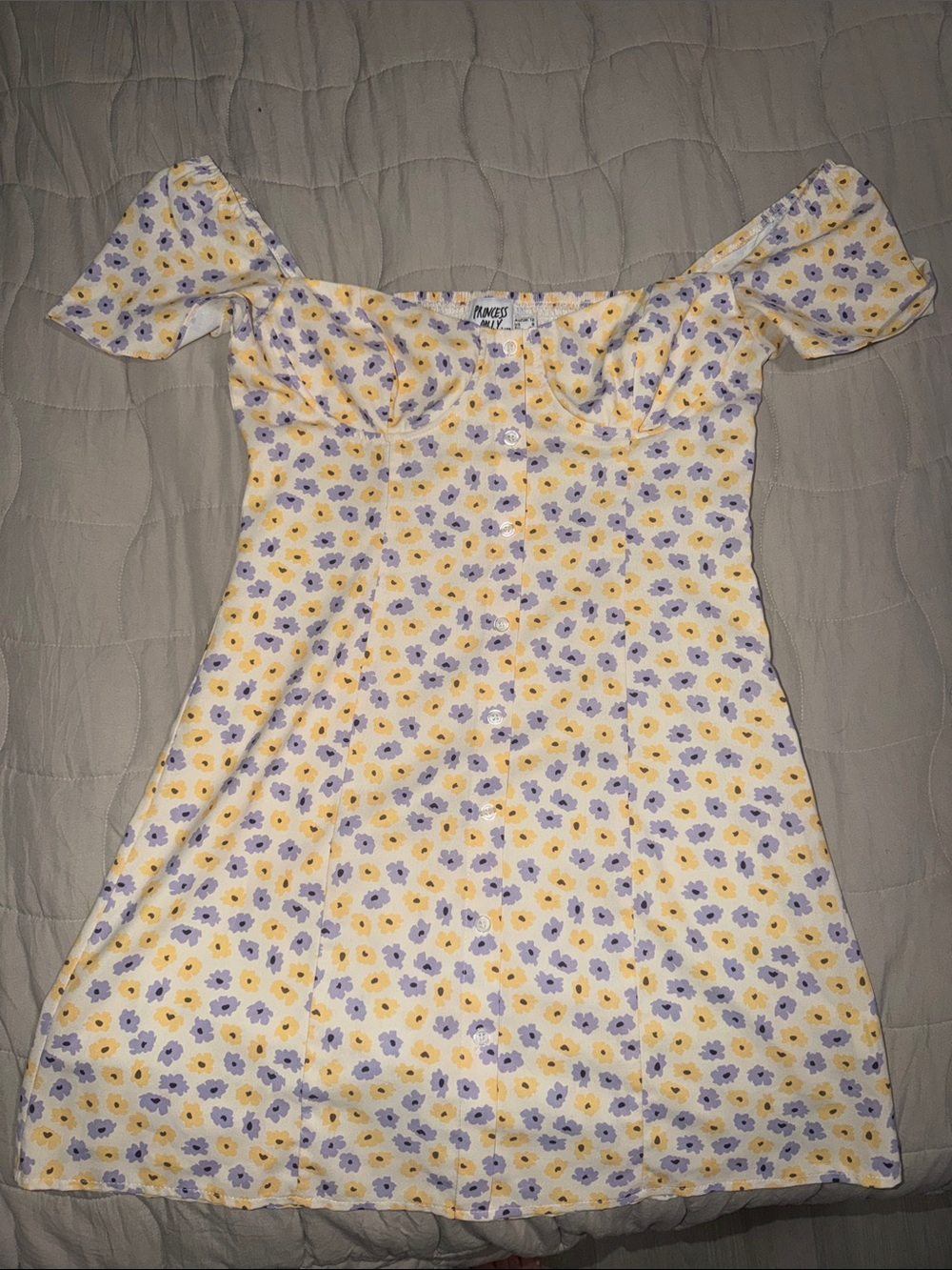 Princess Polly Yellow & Lavender Floral Mini Dress